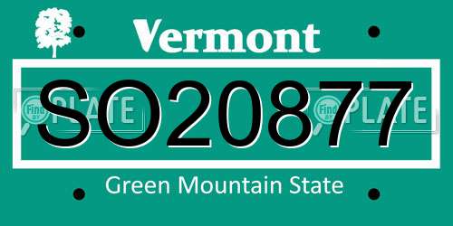 SO20877 Vermont License Plate