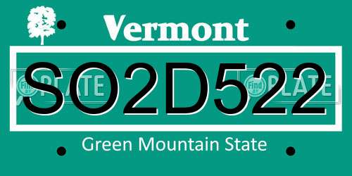 SO2D522 Vermont License Plate