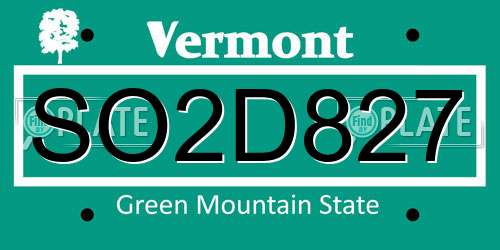 SO2D827 Vermont License Plate