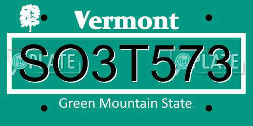 SO3T573 Vermont License Plate