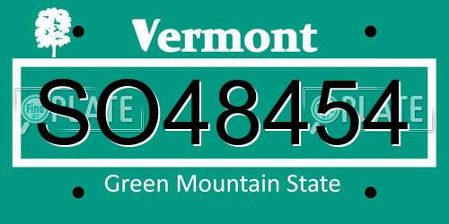 SO48454 Vermont License Plate