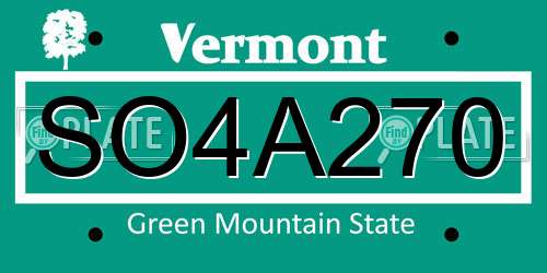 SO4A270 Vermont License Plate