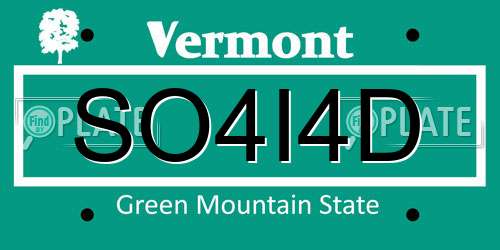 SO4I4D Vermont License Plate