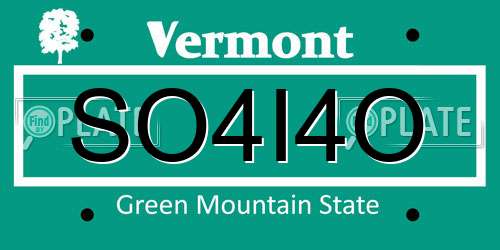 SO4I4O Vermont License Plate