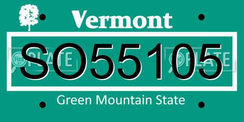 SO55105 Vermont License Plate