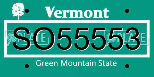 SO55553 Vermont License Plate