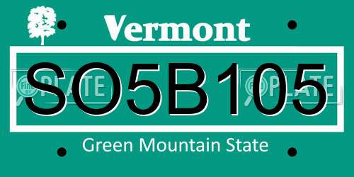 SO5B105 Vermont License Plate