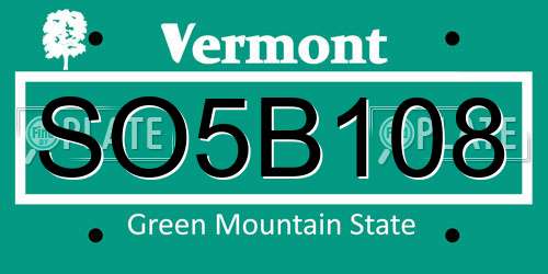 SO5B108 Vermont License Plate