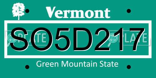 SO5D217 Vermont License Plate