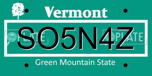 SO5N4Z Vermont License Plate