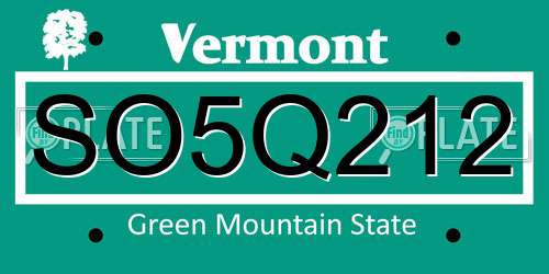 SO5Q212 Vermont License Plate