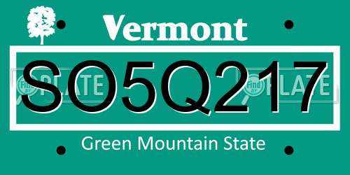 SO5Q217 Vermont License Plate