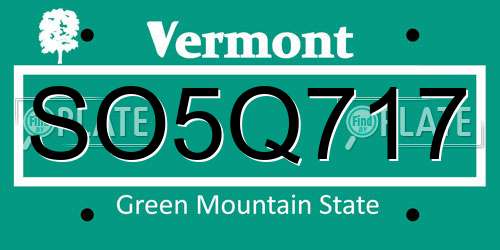 SO5Q717 Vermont License Plate