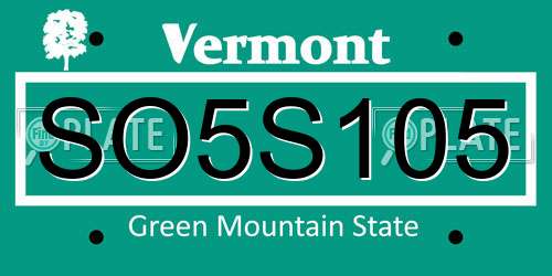 SO5S105 Vermont License Plate