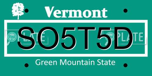 SO5T5D Vermont License Plate