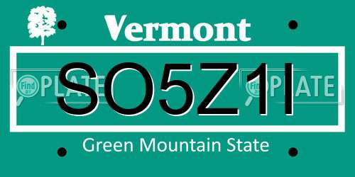 SO5Z1I Vermont License Plate