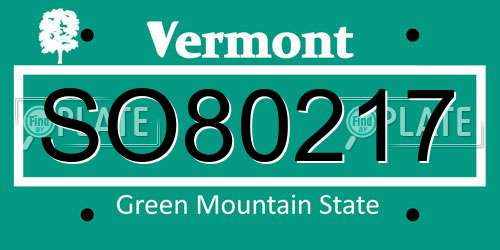 SO80217 Vermont License Plate