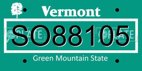 SO88105 Vermont License Plate