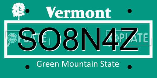 SO8N4Z Vermont License Plate