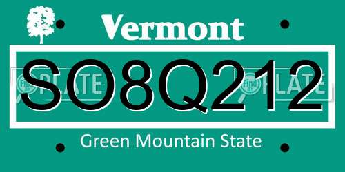 SO8Q212 Vermont License Plate