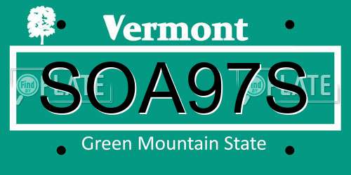 SOA97S Vermont License Plate