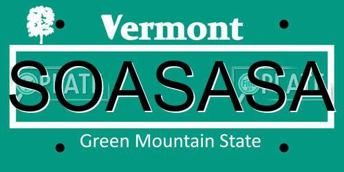 SOASASA Vermont License Plate
