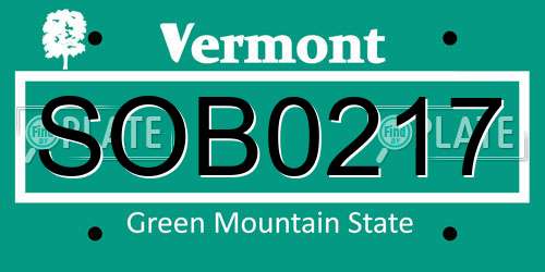 SOB0217 Vermont License Plate