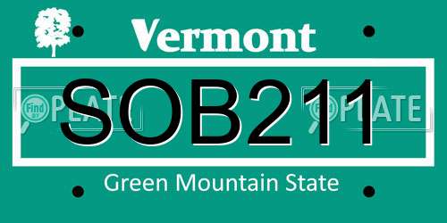 SOB211 Vermont License Plate