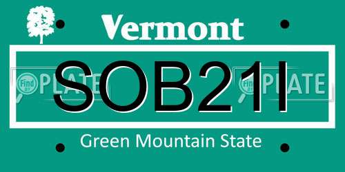 SOB21I Vermont License Plate