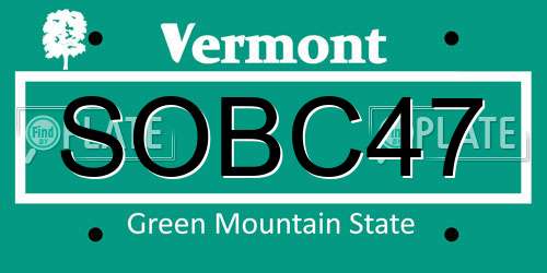 SOBC47 Vermont License Plate