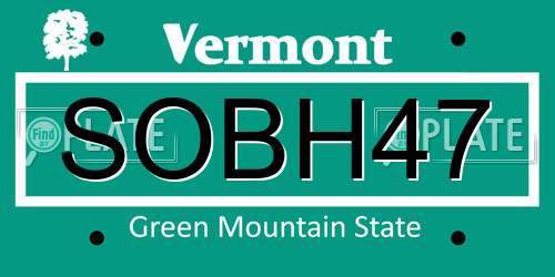 SOBH47 Vermont License Plate