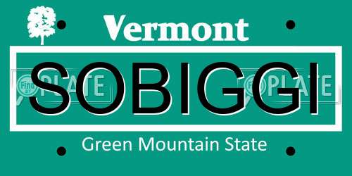 SOBIGGI Vermont License Plate