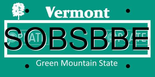 SOBSBBE Vermont License Plate