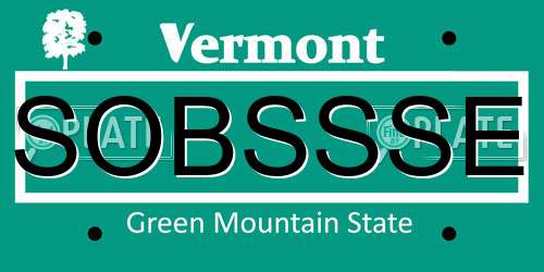 SOBSSSE Vermont License Plate