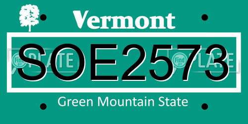 SOE2573 Vermont License Plate