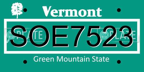 SOE7523 Vermont License Plate