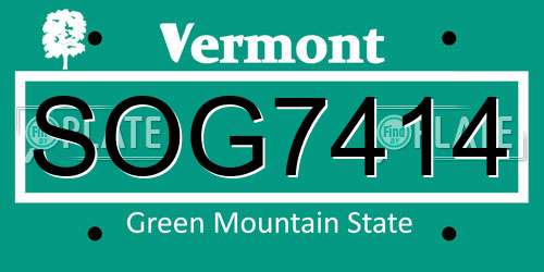 SOG7414 Vermont License Plate