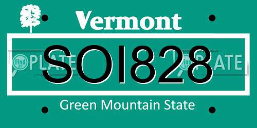 SOI828 Vermont License Plate