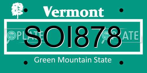 SOI878 Vermont License Plate