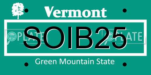 SOIB25 Vermont License Plate