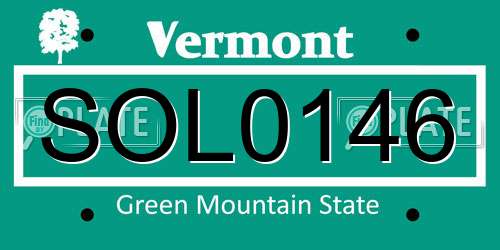 SOL0146 Vermont License Plate