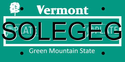 SOLEGEG Vermont License Plate