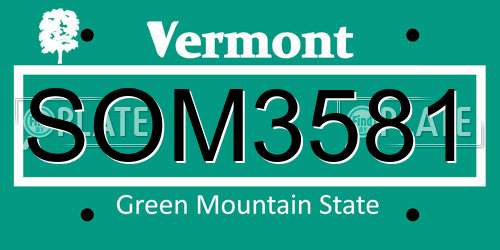 SOM3581 Vermont License Plate