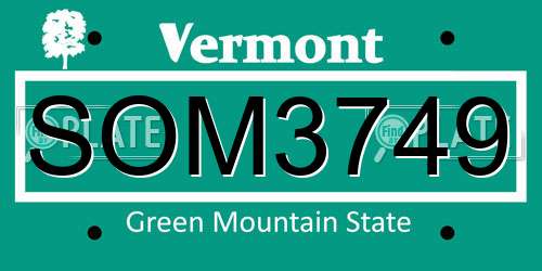 SOM3749 Vermont License Plate
