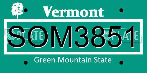 SOM3851 Vermont License Plate
