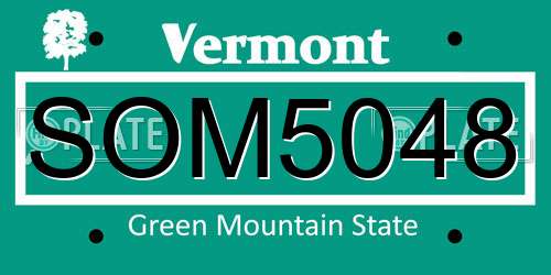 SOM5048 Vermont License Plate