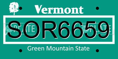 SOR6659 Vermont License Plate
