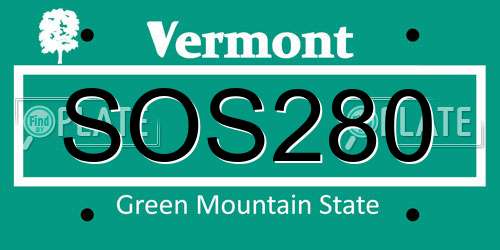 SOS280 Vermont License Plate