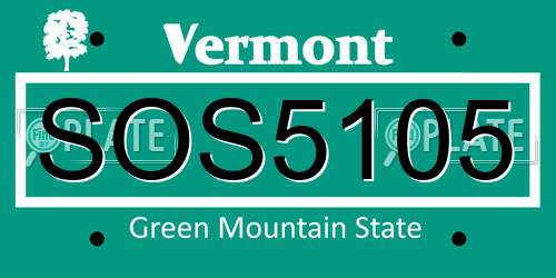 SOS5105 Vermont License Plate