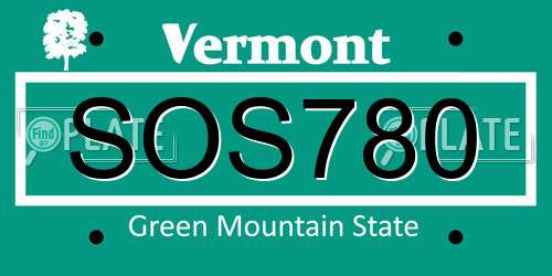 SOS780 Vermont License Plate